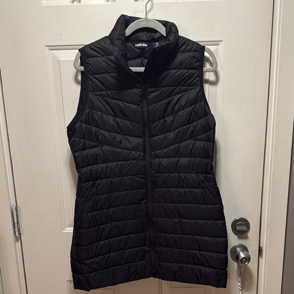 Lands' End Quilted Black Vest